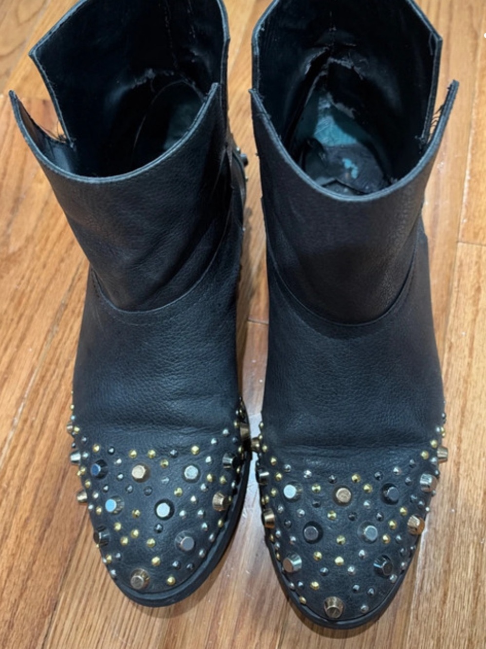 Modern Vice Black Leather Studded Ankle Booties